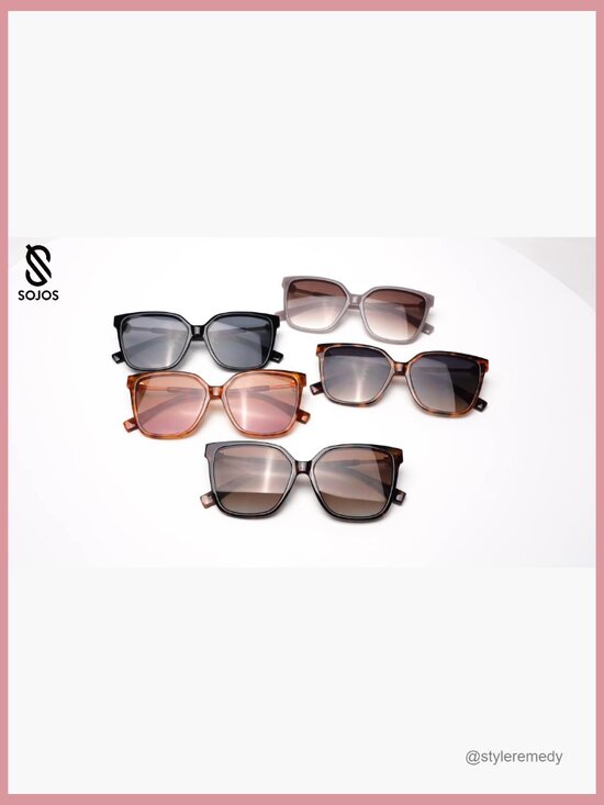 Square Sunglasses with UV400 Protection Lens and Metal Gem Temple main image 5